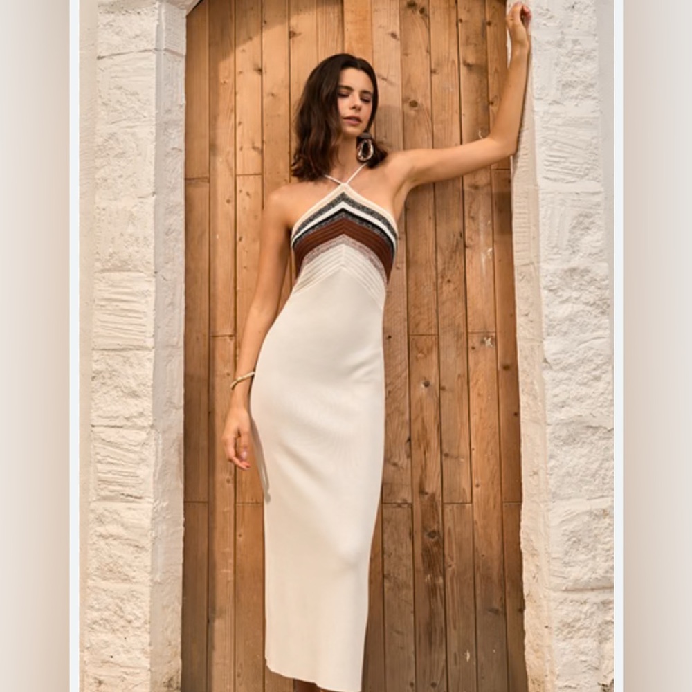 COMMENSE Color Block Knit Halter Dress
COLOR - Multicolor, Size Medium NWT